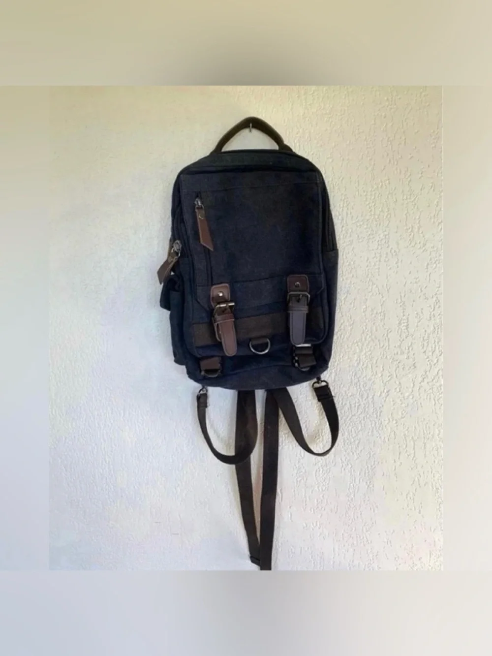Palm & Peak Boutique Backpack Canvas Utility Style Bag Brown Trim